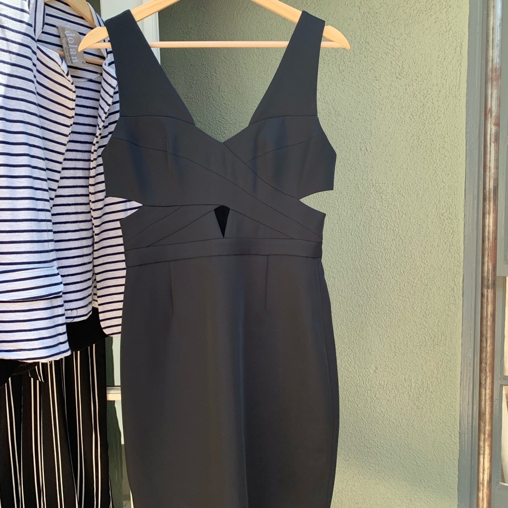 BCBG Black cutout mini cocktail dress